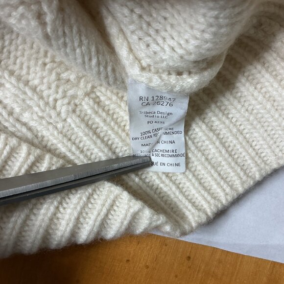 Nili Lotan Lela Ivory 100% Cashmere Cropped Cable Knit Turtleneck Sweater S - Picture 6 of 7